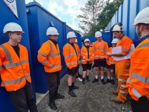 Ysgol Cwm Brombil students being briefed prior to their site walk.